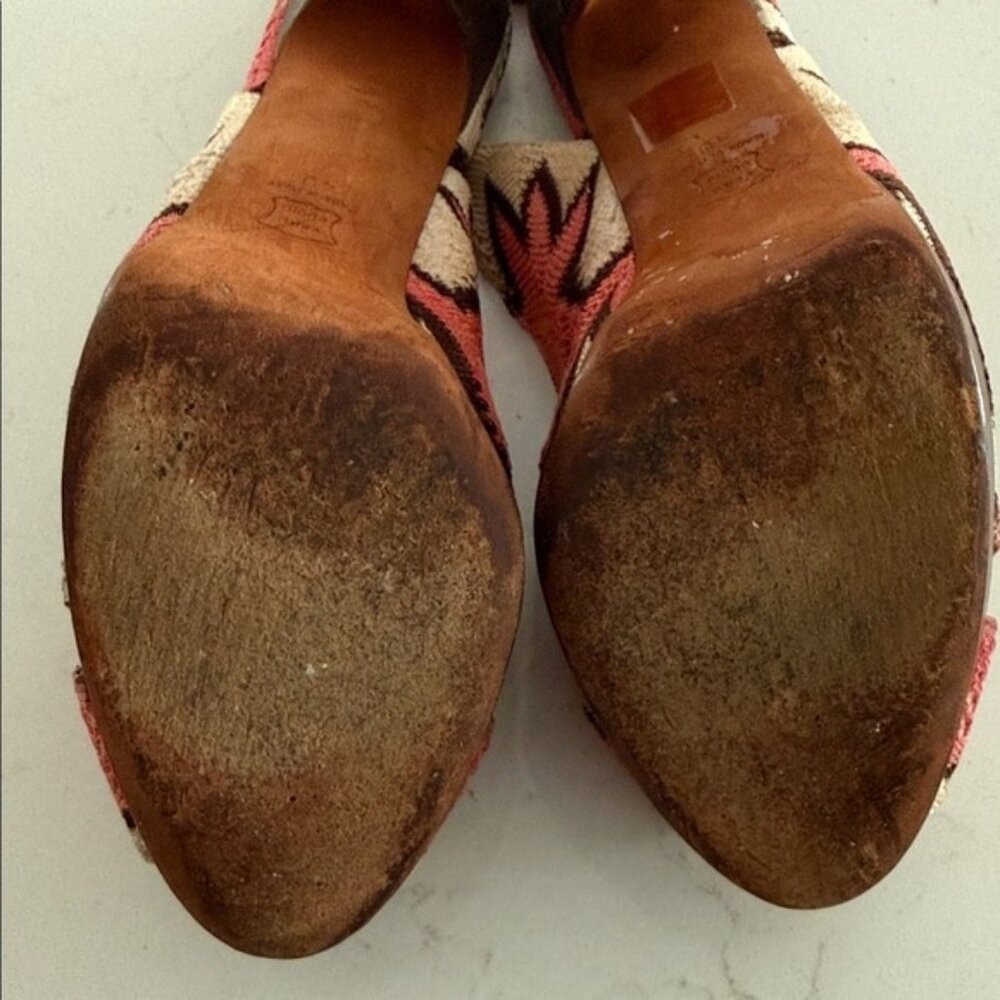 Missoni Slingback Heels Knit Pattern Peep Toe Italy Designer Size 9 Y2K Luxury - Picture 12 of 12